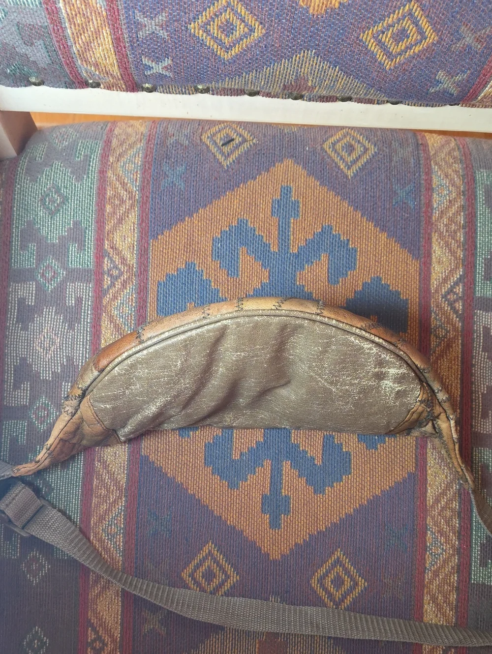 Vintage 90's Boho  Distressed Leather Patchwork Fanny Pack Sling Bag